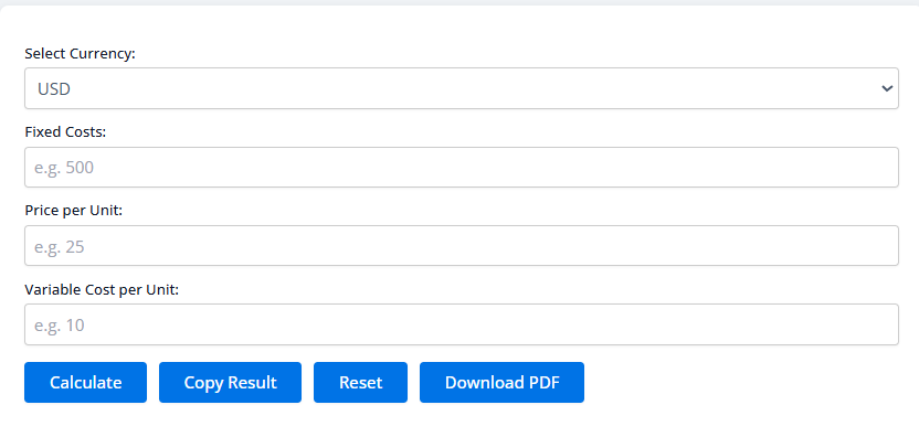 Blank calculator interface showing input fields